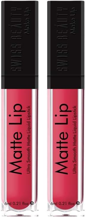 Image of Swiss Beauty Ultra Smooth Matte Lip Liquid Lipstick, Smooth Lip Color, Weightless Finish, Silky Matte Finish, Shade- Valentine Red, 6ml (Pack of 2)
