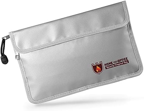 Fireproof Document Bag (2000℉),10.6”x 6.9” Waterproof and Fireproof Money Bag with Zipper,Fireproof Safe Storage Pouch for Passport,Cash,Jewelry,Legal Documents and Valuables