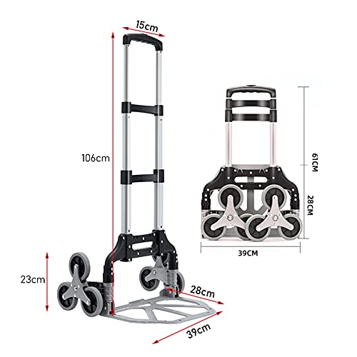 Carretilla plegable portátil de aluminio con 6 ruedas, carga 70kg miniatura 2