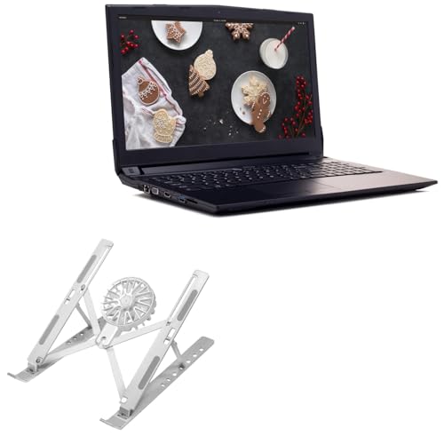 BoxWave Stand and Mount Compatible with System76 Gazelle (15 in) - QuickSwitch Stand with Cooling Fan, Portable, Multi Angle Viewing Ventilator - Metallic Silver