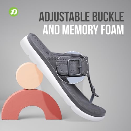 Image of DOCTOR EXTRA SOFT Womens Flat Memory Foam Slippers /Flip-Flops Fashion Stylish Casual Comfortable Diabetic Orthopedic Lightweight Synthetic Slip-On Sandals With Adjustable Buckle For Girls D-630