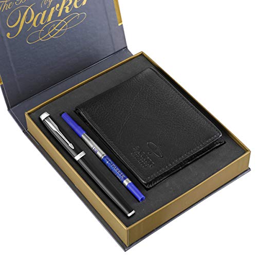 Parker IM Metal Black Roller Ball Pen with wallet (Chrome Trim) Parker IM Metal Black Roller Ball Pen with wallet (Chrome Trim)
