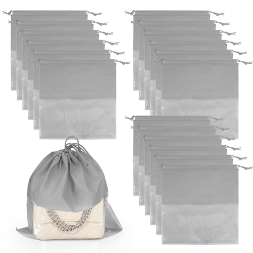 Sacs en tissu non tissé protecteurs et portables Lot de 20 housses grises à cordon coulissant