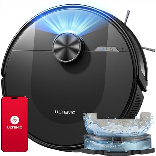 Ultenic Robot Aspirador 6000PA con Fregado, LIDAR, 150Min Autonomía, App y Voz para Suelos Duros y Alfombras - Ideal para Hogares con Mascotas