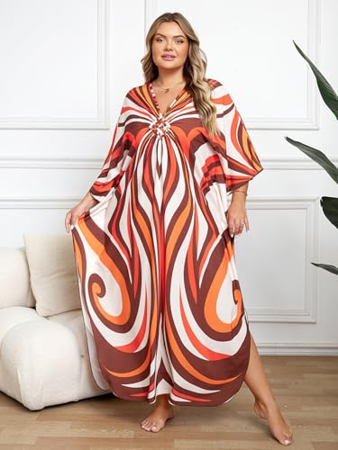 Image of Kaftan Dress for Women - Plus Size Caftan Maxi Beach Dress Moo Moos Loungewear, Swimsuit Cover Up for Beach, Pool or Vacation