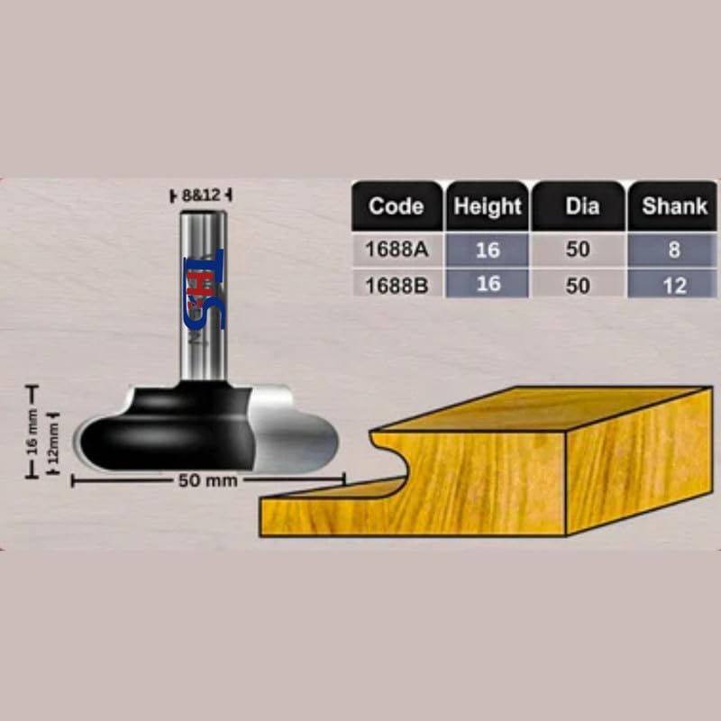 Image of THS Handle Less Door Router Bit (?J? Profile) Finger Pull Bit Shank 8mm