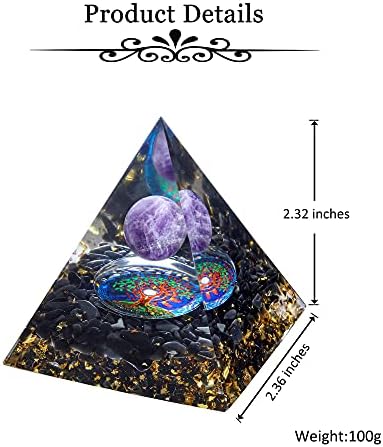 JSDDE Crystal Pyramid Stones Tree of Life Energy Quartz Crystals Positive Energy Generator Protection for Healing Meditation Chakra Balance (Amethyst)