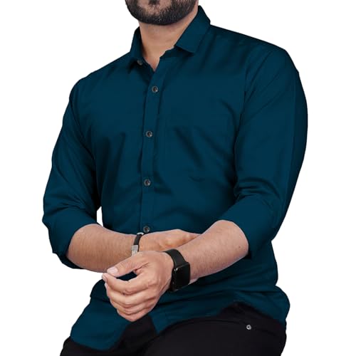Image of Univibe Men's Slim Fit Full Sleeve Spread Collar Cotton Blend Shirt for Men and Boys