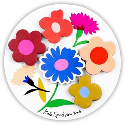 kate spade new york Die-Cut Sticky Note Set, Studying Essentials Set Includes 5 Cute Heart Sticky Notes with 75 Sheets Per Notepad, Gingham Garden image 4