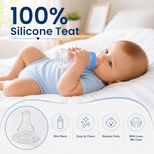 Image of StarAndDaisy Pack of 4 Silicone Medium Flow Nipples for Baby Bottles 3+ Months | BPA Free Anti-Colic Feeding Bottle Nipples | Soft Baby Bottle Teat Replacement for Infants