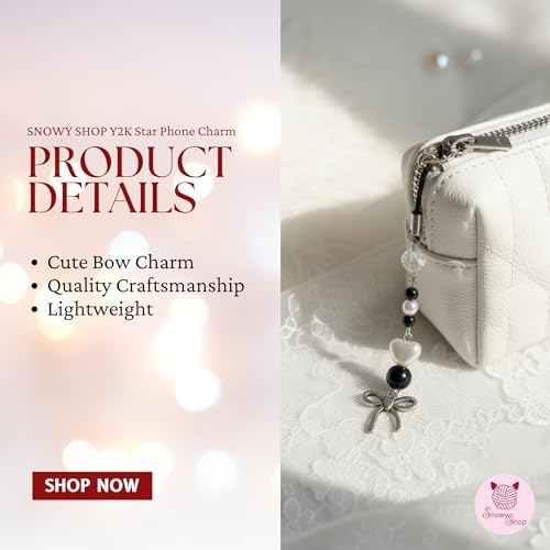 Image of SNOWY SHOP Korean Silver Bow Phone Charm - Cute Heart & Starfish Pendant | Aesthetic Korean Mobile Chain, Bag Hanging & Keychain Jewelry for Girls & Women