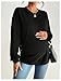 RoseSeek Women's Maternity Button Down Sweatshirts Crew Neck Long Sleeve Pullover Sweatshirts Black X-Small