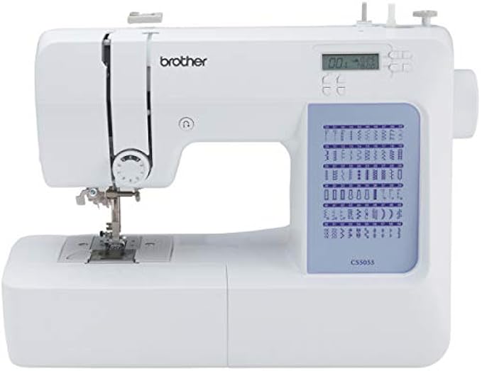 Brother CS5055 Computerized Sewing Machine, 60 Built-in Stitches, LCD Display, 7 Included Feet, White