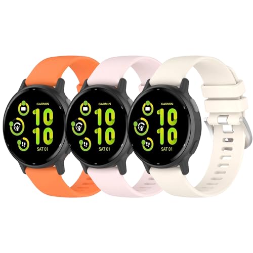 Garmin Vivoactive 5/6 20mm �N�C�b�N�����[�X�\�t�g���ɗD�����X�|�[�c�X�g���b�v 3�{�p�b�N (�I�����W/�s���N/�X�^�[���C�g)