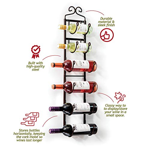 Sagler Towel Rack And Wine Rack - Bronze Wall Wine Rack - Wall Mounted Wine Rack Fits Up 6 Level Wine Bottles And Many Towels - Fits As Bathroom Towel Holder, Or Towel Hanger, Or A Cap Rack #TOP3