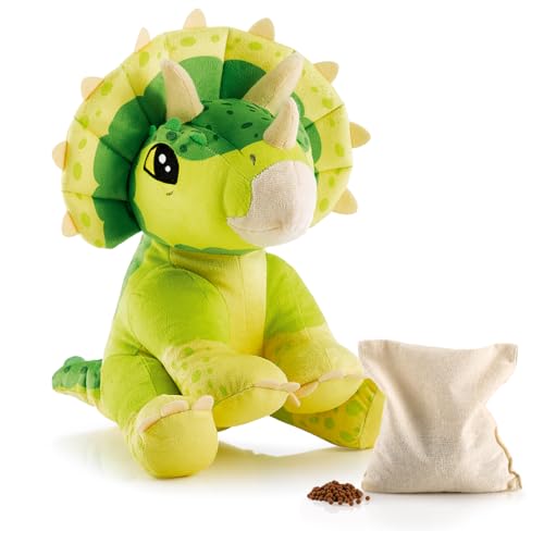 BIOSYNEX - Peluches Térmicos para Microondas con Esferas de Arcilla - Triceratops (Jurassic World) - Peluche de Bienestar Lavable a Máquina - Calor Suave y Reconfortante - Desde el Nacimiento