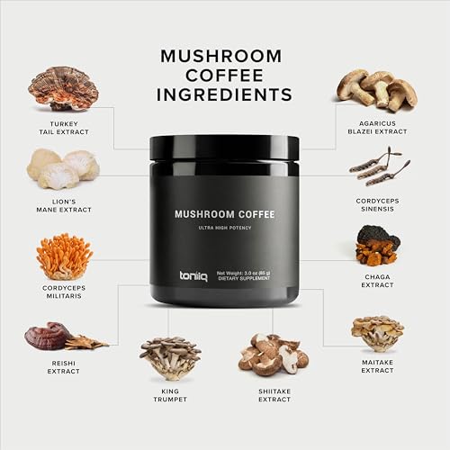 Image of Mushroom Coffee - Functional Coffee with 10-Mushroom Full-Spectrum Blend - Real Arabica Instant Coffee - North American Grown Mushrooms - Third-Party Tested