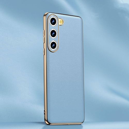 Housses de protection d'objectif de luxe en cuir bleu pour Samsung S22 Plus