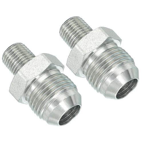 Image of PATIKIL Pipe Adapter Connector 7 /8 inch Male 74 Flare JIC x 1 /4 inch Male R Pipe Fitting 2 Pcs Oil Feed Restrictor Fitting Hydraulic Connector for Oil Steam Water Pipelines System