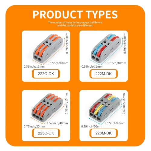 Bloques de terminales eléctricos de 30 conectores de cable de empuje de palanca 28-12 AWG 7