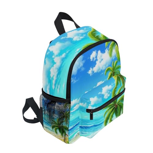 Toddler Girl Backpack, Tropical Beach Palm Trees Travel Bookbag Mini Kids School Bag, 3-8 Years2