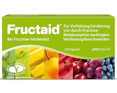 pro natura Fructaid 120 Kapseln bei Fructose-Intoleranz Supplement zur Prävention und Linderung von Fructose-Malabsorption bedingten Verdauungsbeschwerden