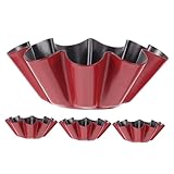 BESPORTBLE Molde para Hornear Tartaletas de Acero al Carbono, 4 Piezas Reutilizables, Diseño Flor Mediana en Rojo y Negro, Apto para Repostería Casera y Bricolaje