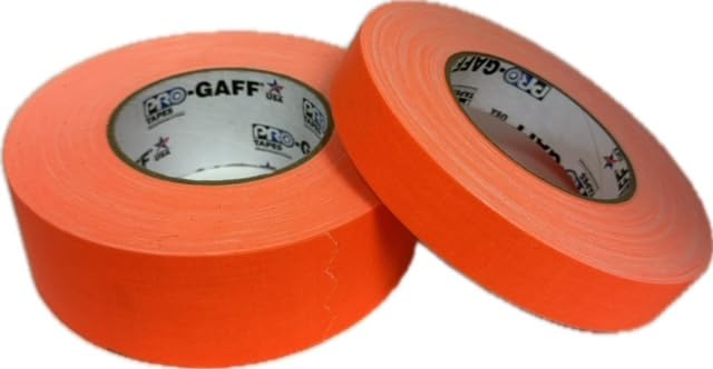 Generic 2 Rolls of Fluorescent Orange Gaffers Tape for Stage Marking, Wire Bundling, Arts and Crafts and Much More, 2"" and 1"" Rolls