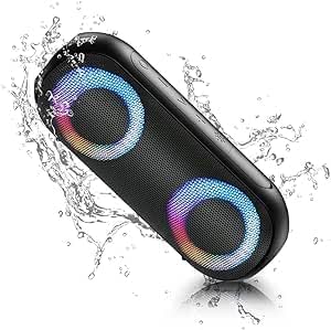 NOTABRICK Bluetooth Speaker with Lights, Portable Speakers Wireless Bluetooth 5.0,30W Loud Stereo Sound,IPX7 Waterproof,Long Playtime,100ft Bluetooth Range (Black)