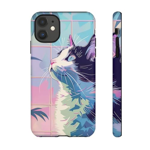 Coque iPhone 11 chat coloré pour un style tropical au quotidien