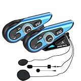 WAYXIN R15Pro 8 Wege Doppelpack Motorrad Headset,2000 m Intercom Motorrad Kommunikationssystem,DSP&CVC Noise Cancelling Helm Gegensprechanlage,Mit Funk,Freisprecheinrichtung Bluetooth