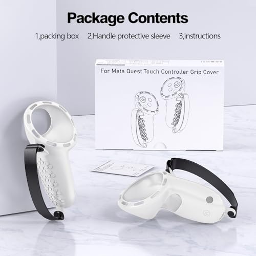 Image of Controller Grip for Meta Quest 3S Oculus Quest 3 VR Grips Cover for VR Touch Controllers Straps Silicone Covers Protector with Non-Slip Thumbstick Covers 1Pair White