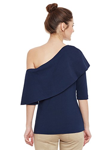 Image of Miss Chase Women's Black One Shoulder Half Sleeved Solid Layered Top
