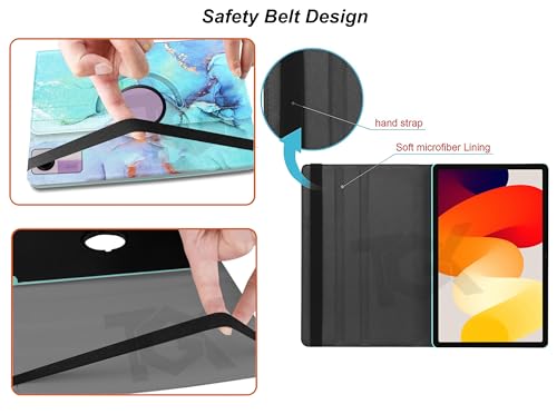 Image of TGK Rotating Flip Cover for Redmi Pad SE 11 inch Printed Case (Green Marble)