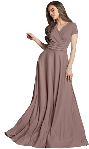 Image of KOH KOH Womens Sexy Cap Short Sleeve V-Neck Flowy Cocktail Gown