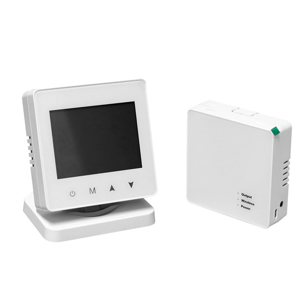 Termostato WiFi Caldera de gas, controlador de temperatura inalámbrico con receptor, aplicación Tuya for Life, control de voz, 5-90 para rango, color blanco