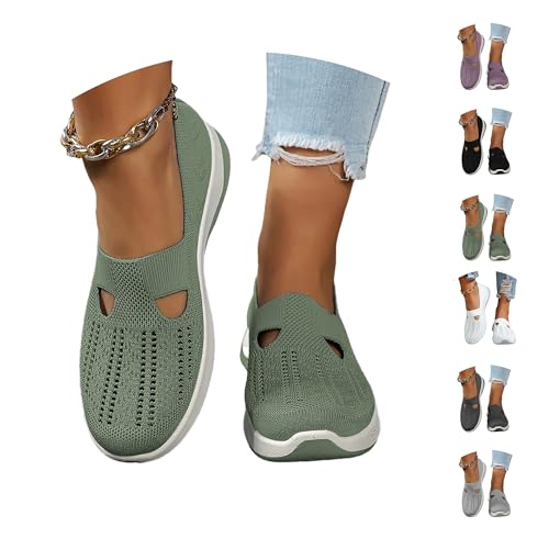 damen sneaker, Orthopädische Schuhe Damen Walkingschuhe Leicht Weite Sneaker Vermascht Atmungsaktive Lässige Komfort Laufschuhe Bequeme Sommerschuhe Turnschuhe Flache Rutschfeste Damenschuhe 59