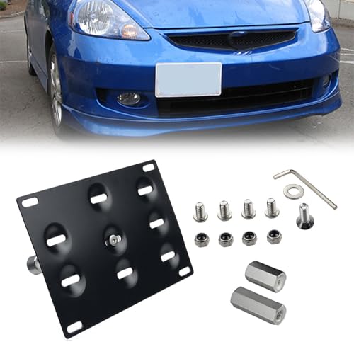 Xotic Tech Tow Hook License Plate Bumper Screw On Mount Bracket Compatible with Honda S2000 AP1 AP2 FIT or Acura TL (Black)