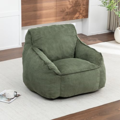 Giant Bean Bag Chair for Adults, Corduroy Large Bean Bag Chairs for Teens with Armrests, Comfy Adult BeanBag Chair Sofa Couch with Filler Included for Bedroom Living Room (Green) - Image 6