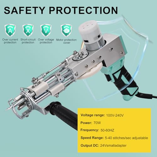 Image of Tufting Gun Kit 2 in 1 Non-Slip Grip Carpet Trimmer kit Digital Screen Controls Speed Rug Gun Kit Cut Pile /Loop Pile Rug Tufting Kit