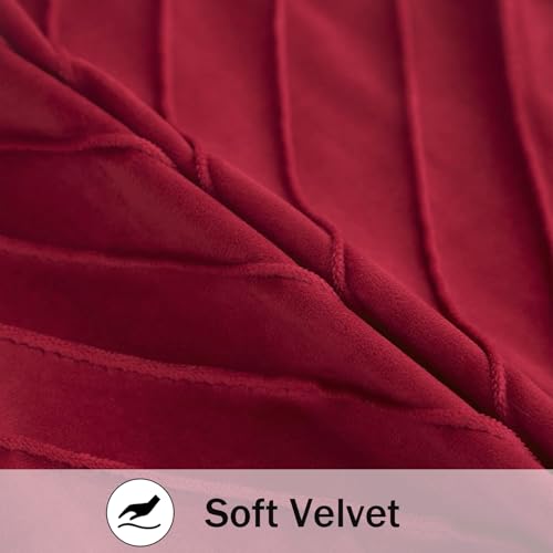 Image of Velvet Throw Pillow Covers 24x24 inch Pack of 2 Gold Decor Red
