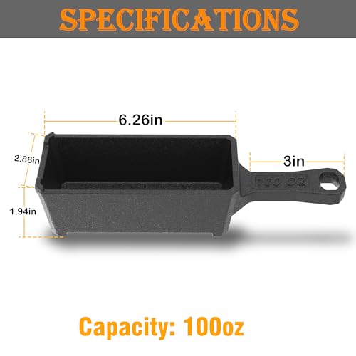 GONGYI 100 oz Cast Iron Loaf Bar Ingot Mold with Handle for Precious Metal Casting such as Gold Silver Copper Aluminum Brass
