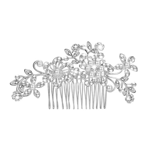 JEYORZY 1 Piezas Accesorios Nupciales, Peine para el Cabello Nupcial, Horquilla De Flor De Perla, Nupcial Decorativo Diadema Fiesta de Bodas Pelo de Noche, Simple y Generoso