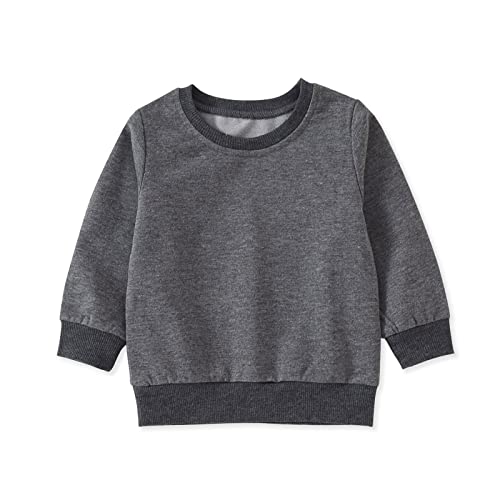 Patpat Baby Boy Sweatshirt Infant Hoodie Long Sleeve Crewneck Pullover Clothes Dark Grey 9-12 Months cover