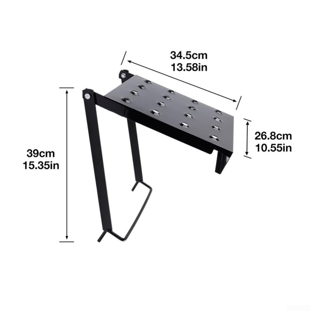 Scaffale pieghevole compatto in lega di alluminio, con nervature rinforzate, per officina, garage, ponteggi, 34,5 x 26,8 x 39 cm (Nero)