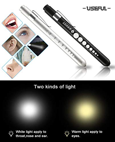2 Pack Pen Lights with 4 Batteries - Nurse Led Medical Penlight with Pupil Gauge for Nursing Students Doctors EMT Trauma - Thumbnail 2