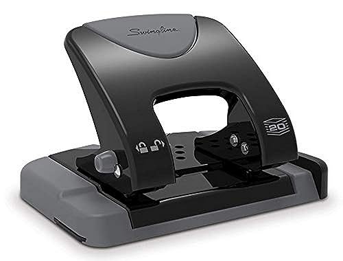 Image of Swingline 2 Hole Punch, Hole Puncher, SmartTouch with Edge Guide, 20 Sheet Punch Capacity, Low Force Required, Black /Gray, 6 Pack (74135CS)