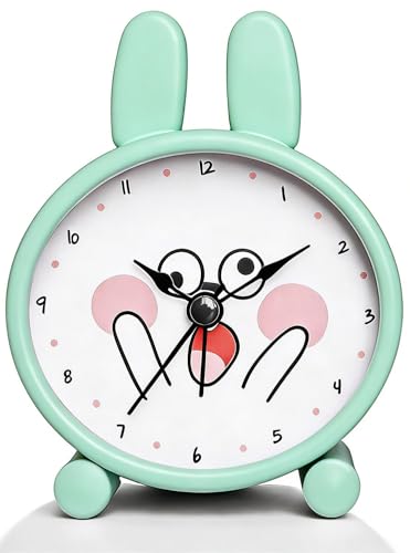 YsyYey Réveil analogique silencieux sans tic-tac pour les débutants à l'école, horloge compacte et mignonne pour garçons et filles, facile à lire, cadeau de Pâques pour enfants, fonctionne avec piles