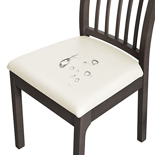 Forcheer Pu Dining Chair Seat Cover Set Of 6 Waterproof Dining Chair Covers Leather Chair Seat Covers For Dining Room Removable Washable Chair Seat Slipcovers Protector Rear(Pu-Off-White) #TOP26
