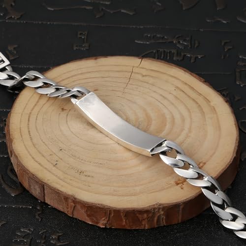 Plain Solid 925 Sterling Silver Cuban Link Curb Chain Bracelet for Men 9mm 18/20 cm4